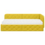 vidaXL Rohový rám postele Žltá 90 x 190 cm Zamat – Obrázok 5