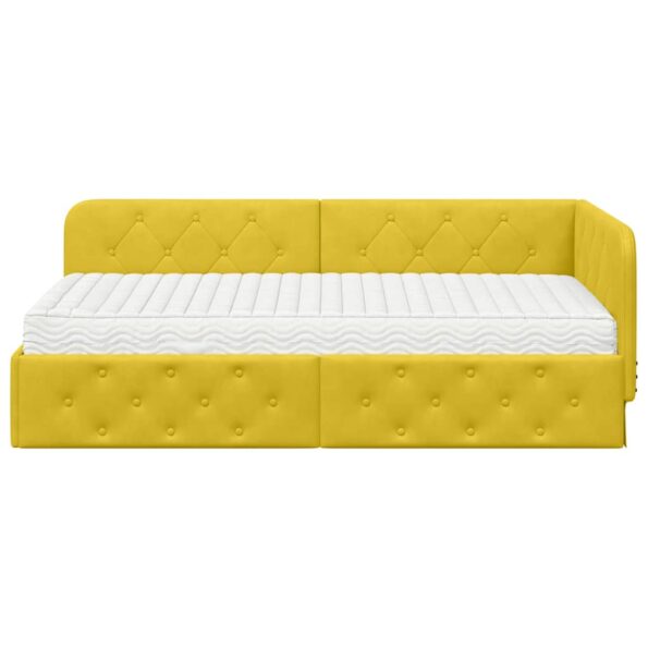 vidaXL Rohový rám postele Žltá 90 x 190 cm Zamat – Obrázok 5