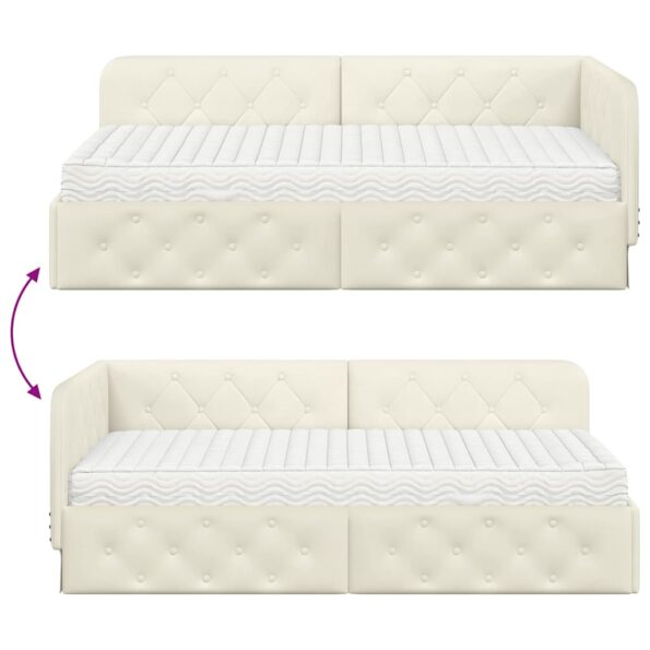 vidaXL Rohový rám postele Krémová 90 x 190 cm Zamat – Obrázok 12