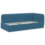 vidaXL Rohový rám postele Modrá 90 x 200 cm Zamat – Obrázok 6