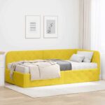 vidaXL Rohový rám postele Žltá 90 x 200 cm Zamat