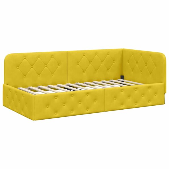 vidaXL Rohový rám postele Žltá 90 x 200 cm Zamat – Obrázok 6
