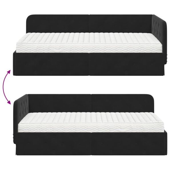 vidaXL Rohový rám postele Čierny 100 x 200 cm Zamat – Obrázok 12