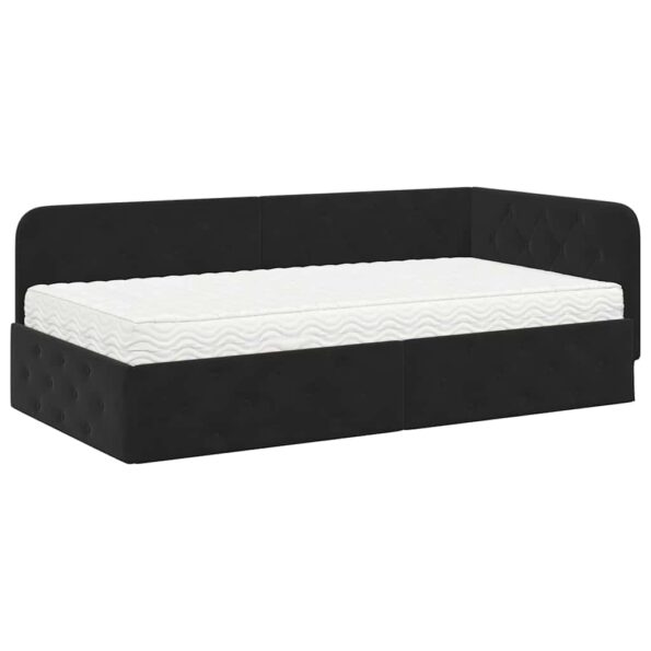 vidaXL Rohový rám postele Čierny 100 x 200 cm Zamat – Obrázok 2