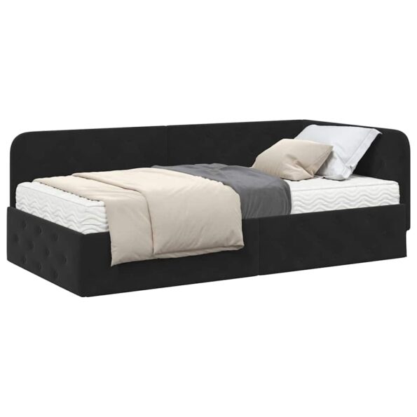 vidaXL Rohový rám postele Čierny 100 x 200 cm Zamat – Obrázok 3