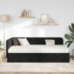 vidaXL Rohový rám postele Čierny 100 x 200 cm Zamat – Obrázok 4
