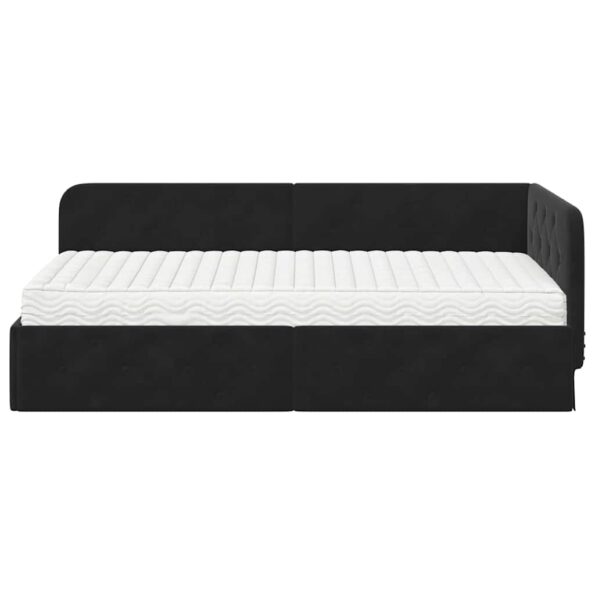 vidaXL Rohový rám postele Čierny 100 x 200 cm Zamat – Obrázok 5