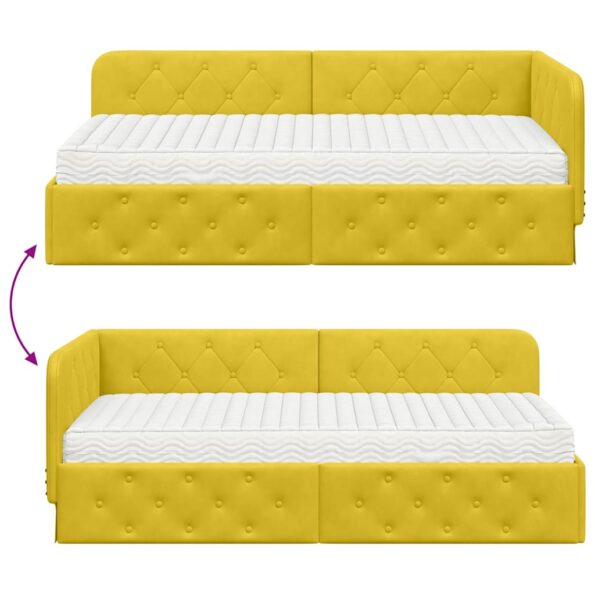 vidaXL Rohový rám postele Žltá 100 x 200 cm Zamat – Obrázok 12