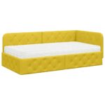 vidaXL Rohový rám postele Žltá 100 x 200 cm Zamat – Obrázok 2