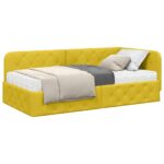 vidaXL Rohový rám postele Žltá 100 x 200 cm Zamat – Obrázok 3