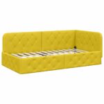 vidaXL Rohový rám postele Žltá 100 x 200 cm Zamat – Obrázok 6