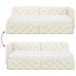 vidaXL Rohový rám postele Krémová 100 x 200 cm Zamat – Obrázok 12