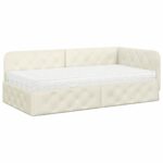 vidaXL Rohový rám postele Krémová 100 x 200 cm Zamat – Obrázok 2