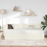 vidaXL Rohový rám postele Krémová 100 x 200 cm Zamat – Obrázok 4