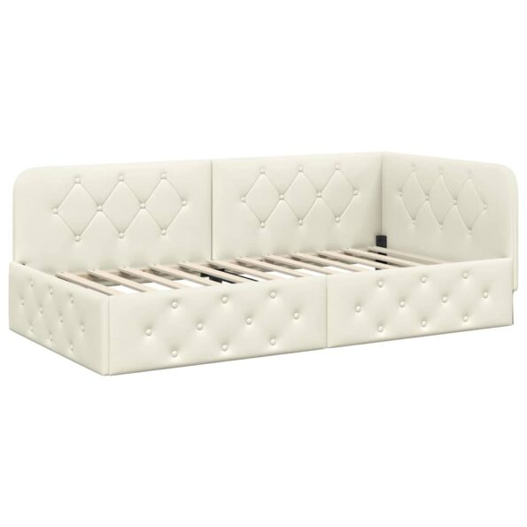 vidaXL Rohový rám postele Krémová 100 x 200 cm Zamat – Obrázok 6