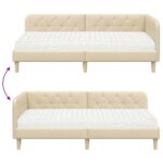 vidaXL Rohový rám postele s matracmi Krémová 100 x 200 cm látka – Obrázok 12