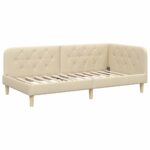 vidaXL Rohový rám postele s matracmi Krémová 100 x 200 cm látka – Obrázok 6