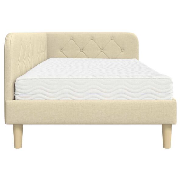 vidaXL Rohový rám postele s matracmi Krémová 100 x 200 cm látka – Obrázok 8