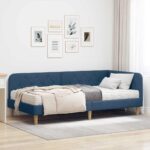 vidaXL Rohový rám postele s matracmi Modrá 100 x 200 cm látka