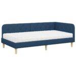 vidaXL Rohový rám postele s matracmi Modrá 100 x 200 cm látka – Obrázok 2