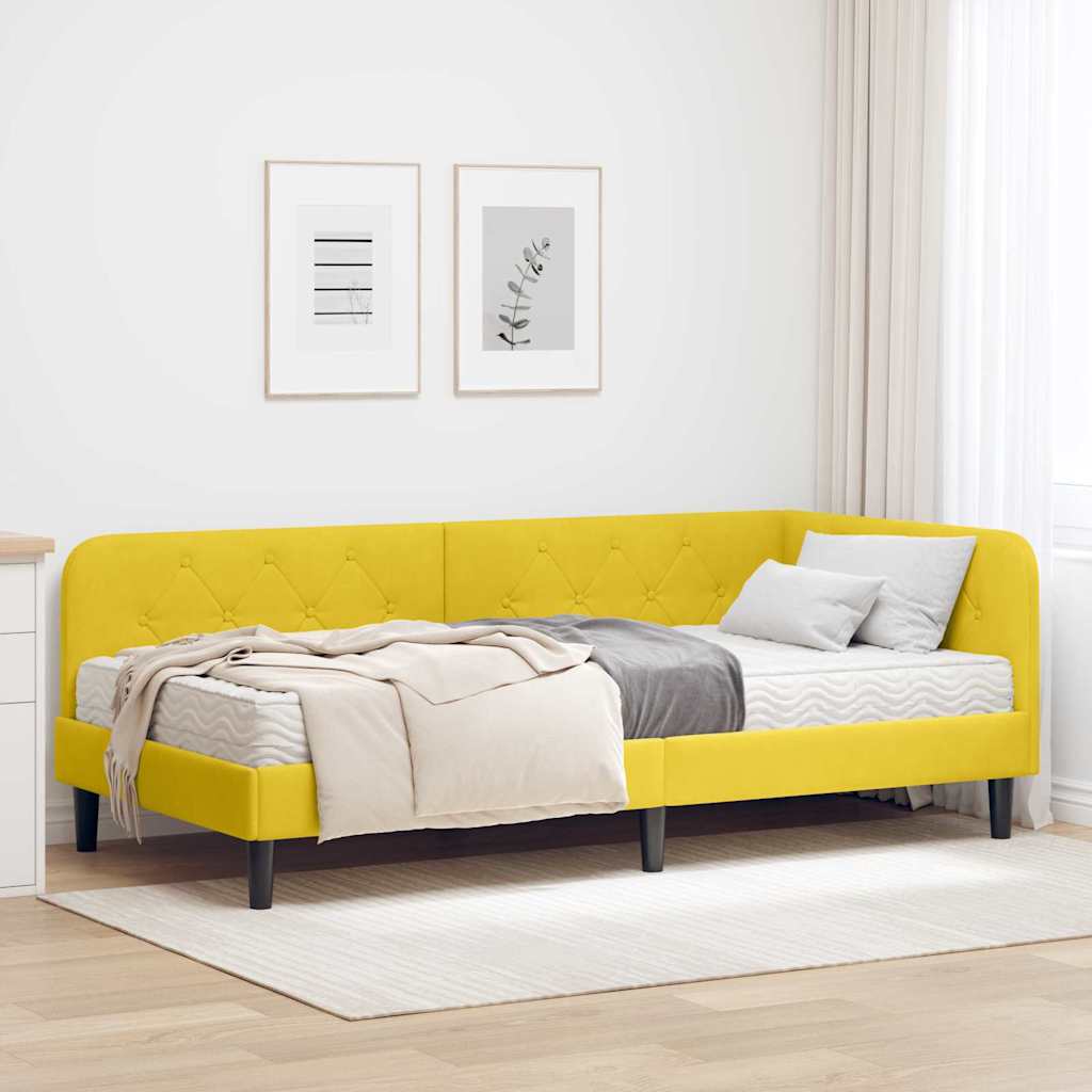 3394170_1.jpg vidaXL Rohový rám postele Žltá 100 x 200 cm Zamat – Obrázok 1