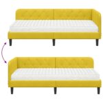 vidaXL Rohový rám postele Žltá 100 x 200 cm Zamat – Obrázok 12