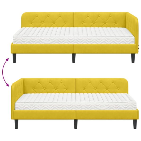 vidaXL Rohový rám postele Žltá 100 x 200 cm Zamat – Obrázok 12