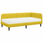 vidaXL Rohový rám postele Žltá 100 x 200 cm Zamat – Obrázok 2