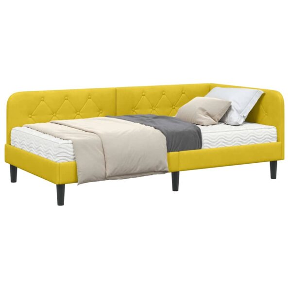 vidaXL Rohový rám postele Žltá 100 x 200 cm Zamat – Obrázok 3