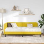 vidaXL Rohový rám postele Žltá 100 x 200 cm Zamat – Obrázok 4