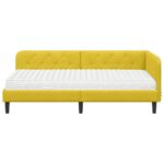 vidaXL Rohový rám postele Žltá 100 x 200 cm Zamat – Obrázok 5