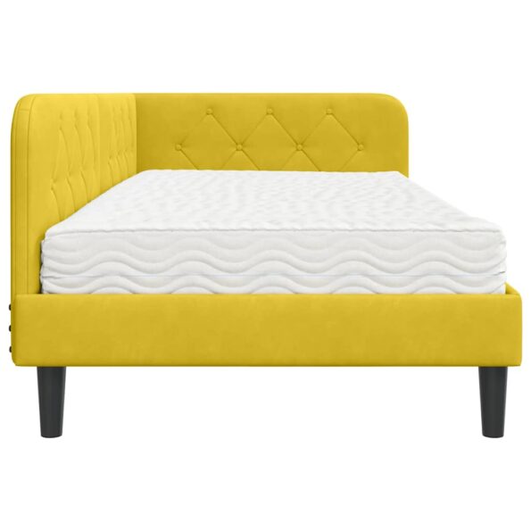 vidaXL Rohový rám postele Žltá 100 x 200 cm Zamat – Obrázok 8