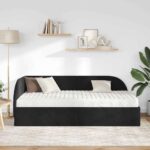 vidaXL Rohový rám postele s matracom 2 pcs Čierna Zamat – Obrázok 3