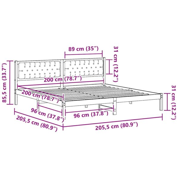 vidaXL Rám postele s čelnou doskou Sivohnedá 200 x 200 cm látka – Obrázok 11