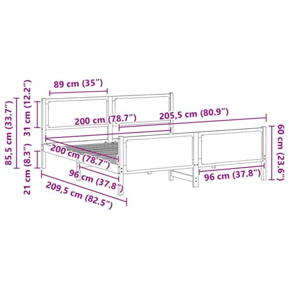 vidaXL Rám postele s čelnou doskou Svetlosivá 200 x 200 cm látka – Obrázok 11