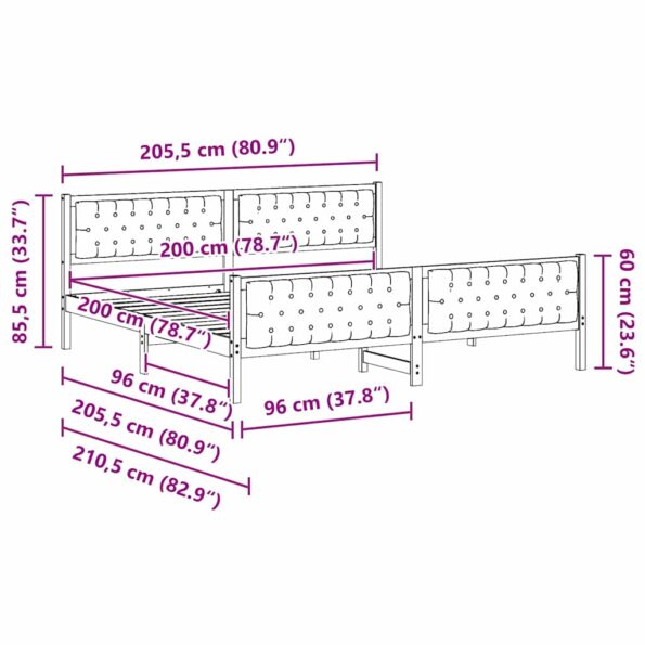 vidaXL Rám postele s čelnou doskou Sivohnedá 200 x 200 cm látka – Obrázok 11