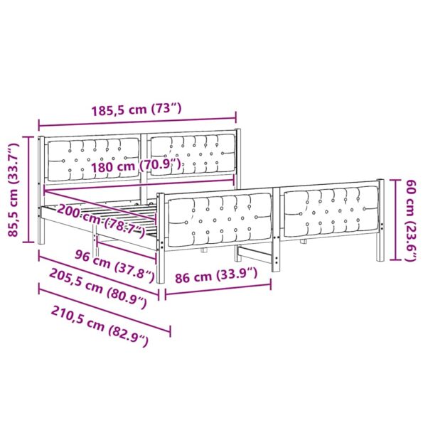 vidaXL Rám postele s čelnou doskou Sivohnedá 180 x 200 cm látka – Obrázok 11