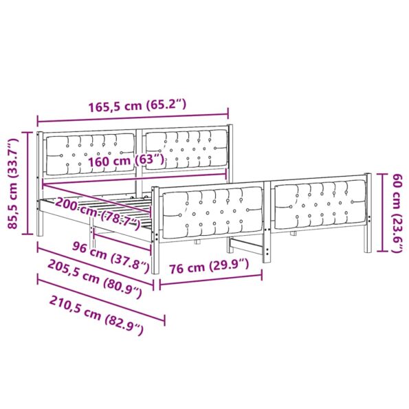 vidaXL Rám postele s čelnou doskou Sivohnedá 160 x 200 cm látka – Obrázok 11