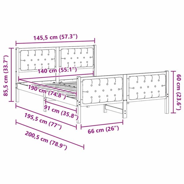 vidaXL Rám postele s čelnou doskou Svetlosivá 140 x 190 cm látka – Obrázok 11