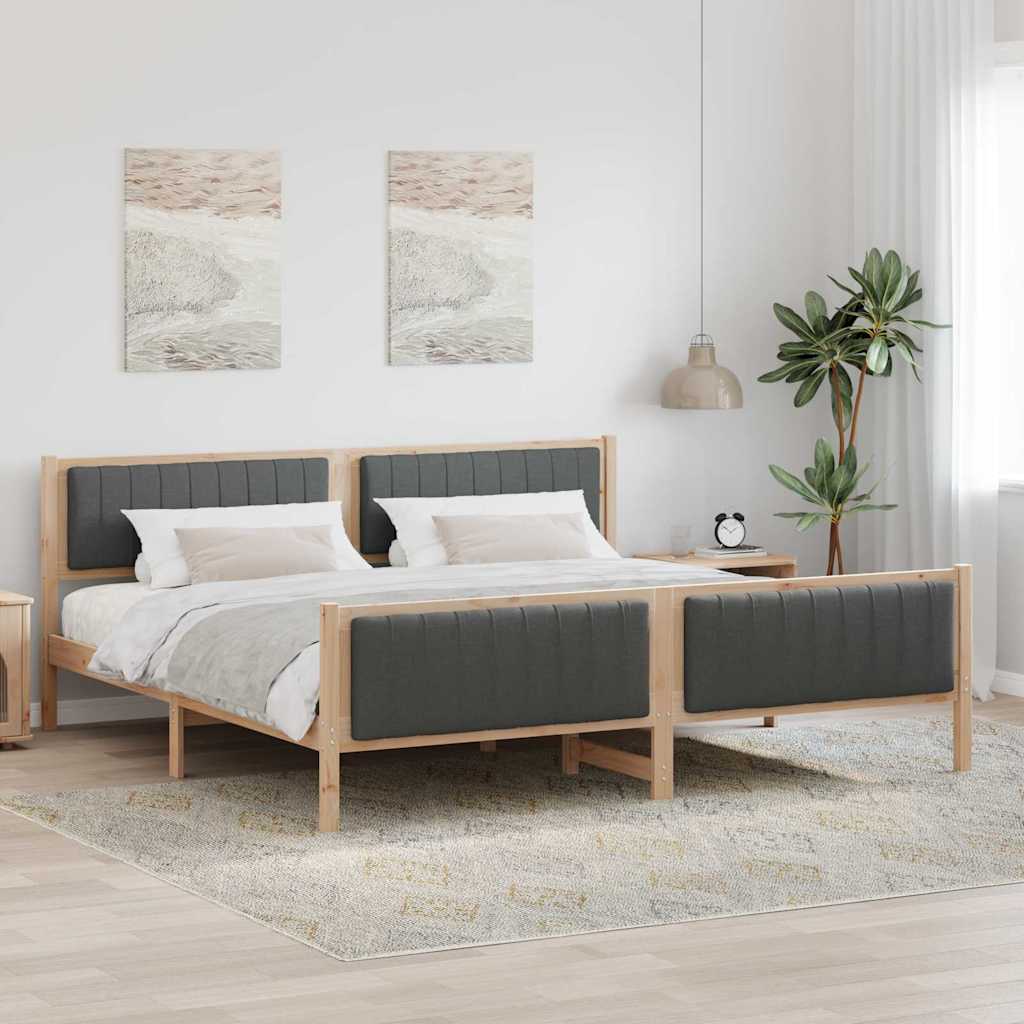 3394299_1.jpg vidaXL Rám postele hnedá a tmavosivá 200 x 200 cm Borovicový masív – Obrázok 1