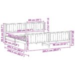 vidaXL Rám postele hnedá a tmavosivá 200 x 200 cm Borovicový masív – Obrázok 11