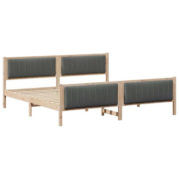 vidaXL Rám postele hnedá a tmavosivá 200 x 200 cm Borovicový masív – Obrázok 2