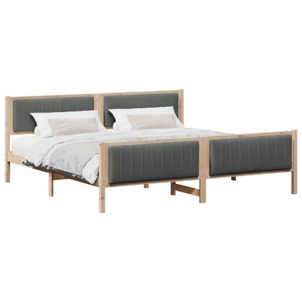 vidaXL Rám postele hnedá a tmavosivá 200 x 200 cm Borovicový masív – Obrázok 3