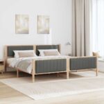 vidaXL Rám postele hnedá a tmavosivá 200 x 200 cm Borovicový masív – Obrázok 4