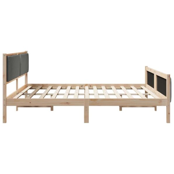 vidaXL Rám postele hnedá a tmavosivá 200 x 200 cm Borovicový masív – Obrázok 6