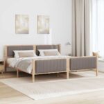 vidaXL Rám postele Hnedá a taupe 200 x 200 cm Borovicový masív – Obrázok 4