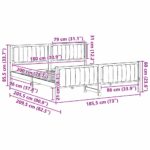 vidaXL Rám postele Hnedá a čierna 180 x 200 cm Borovicový masív – Obrázok 11