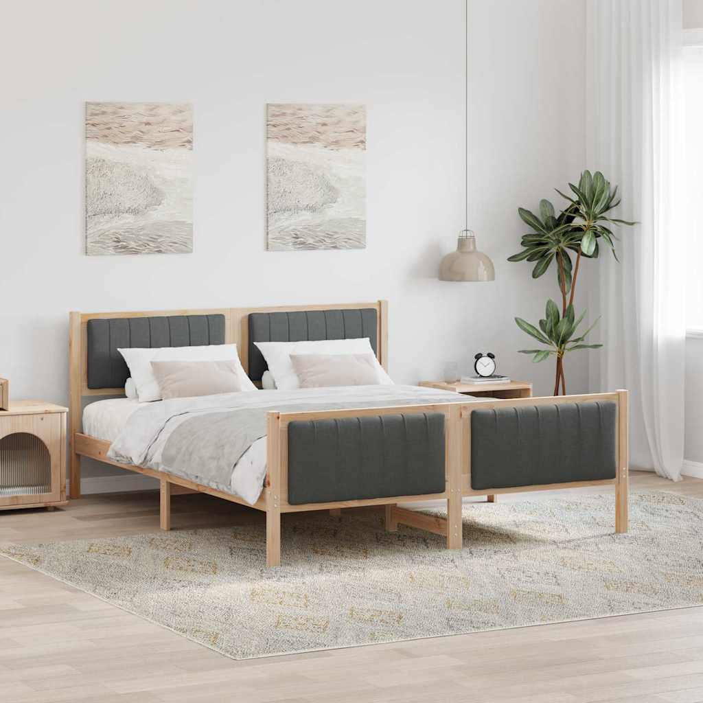 3394309_1.jpg vidaXL Rám postele hnedá a tmavosivá 160 x 200 cm Borovicový masív – Obrázok 1
