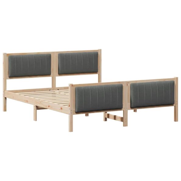 vidaXL Rám postele hnedá a tmavosivá 160 x 200 cm Borovicový masív – Obrázok 2