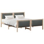 vidaXL Rám postele hnedá a tmavosivá 160 x 200 cm Borovicový masív – Obrázok 3